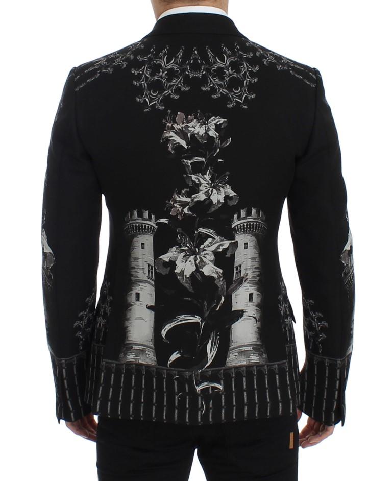 Black wool knight slim blazer