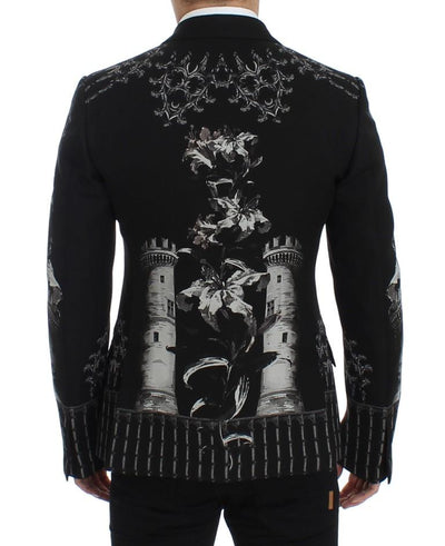 Black wool knight slim blazer