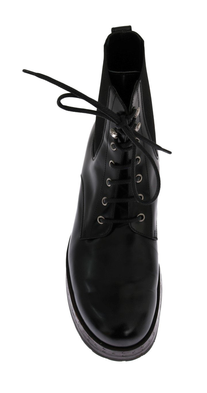 Black Leather Ankle Stretch Boots