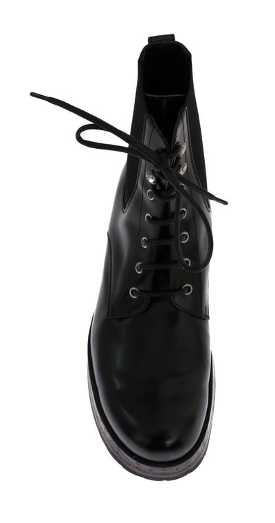 Black Leather Ankle Stretch Boots