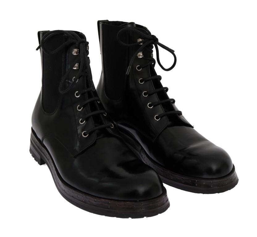 Black Leather Ankle Stretch Boots