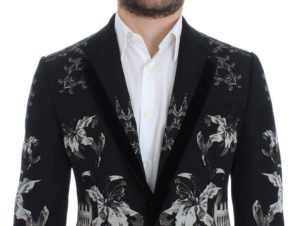 Black wool knight slim blazer