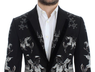 Black wool knight slim blazer