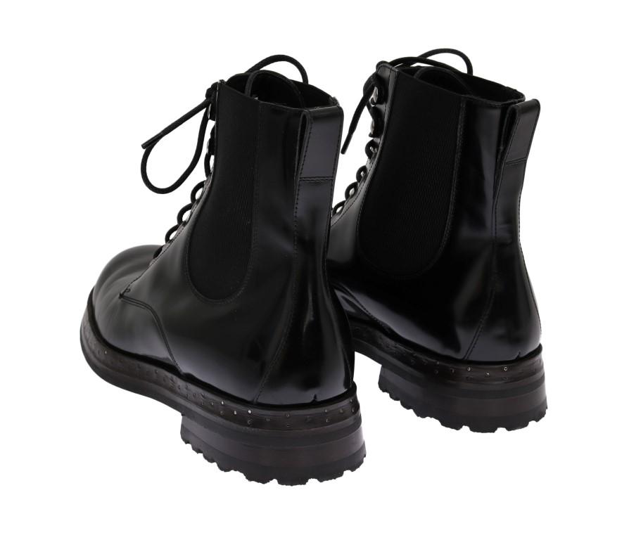 Black Leather Ankle Stretch Boots
