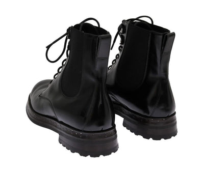 Black Leather Ankle Stretch Boots