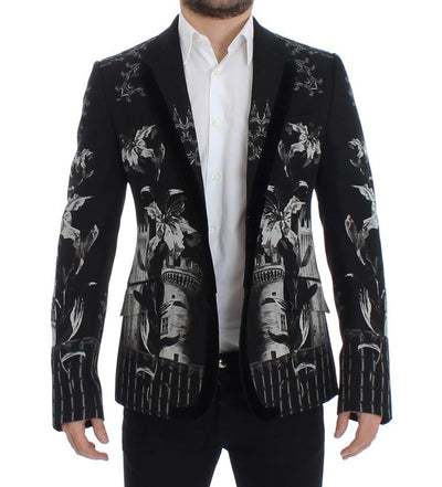 Black wool knight slim blazer