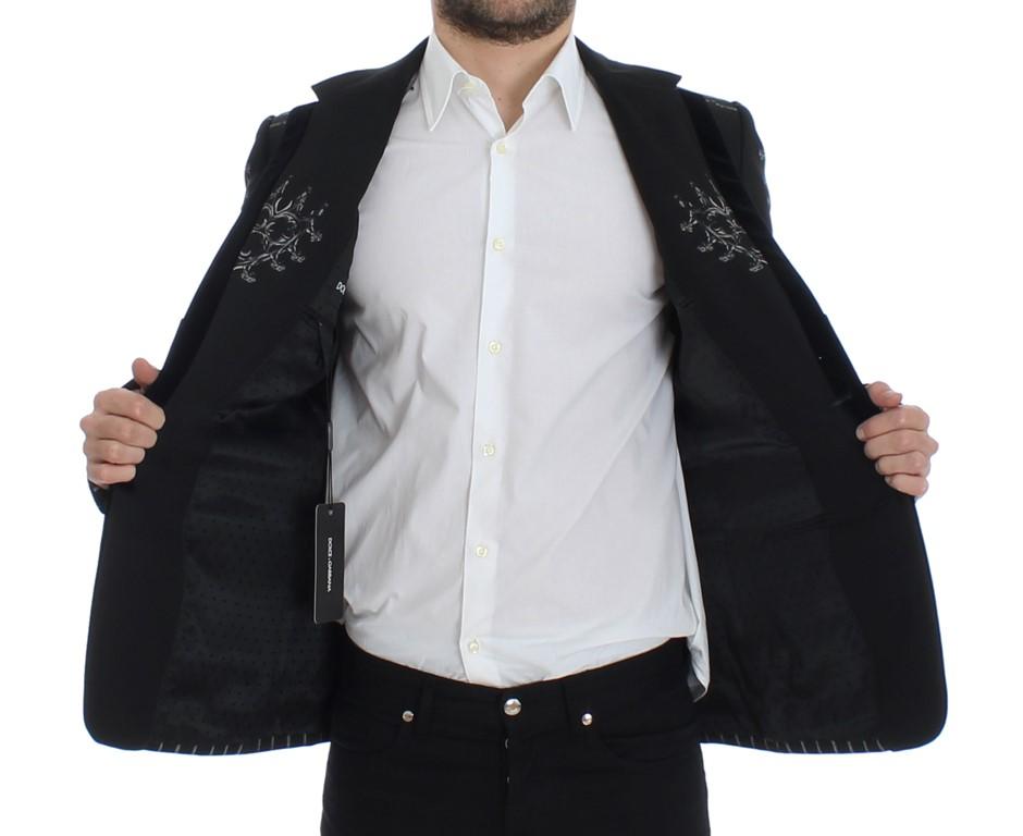 Black wool knight slim blazer