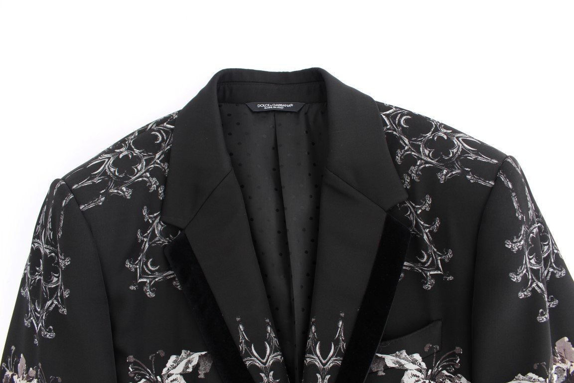 Black wool knight slim blazer