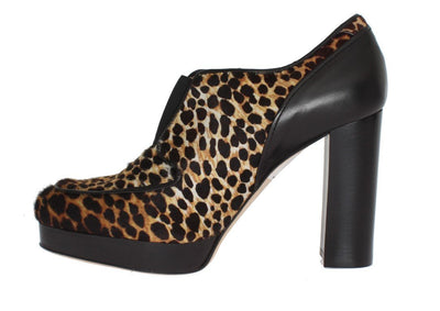Black Leather Pony Hair Booties