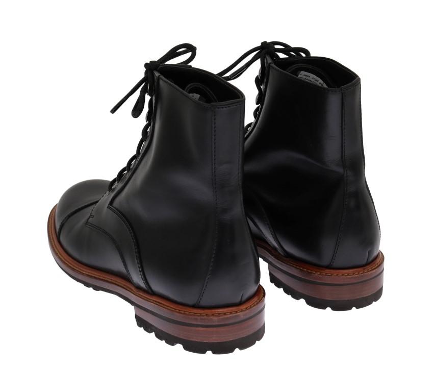 Black Leather Ankle Lace Up Boots