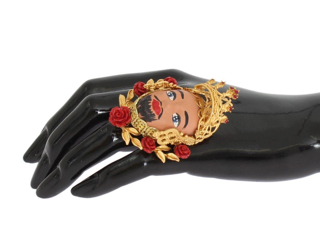 Gold PUPI Resin Roses Crystal Ring