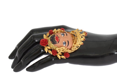Gold PUPI Resin Roses Crystal Ring