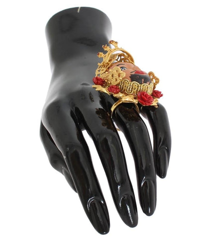 Gold PUPI Resin Roses Crystal Ring