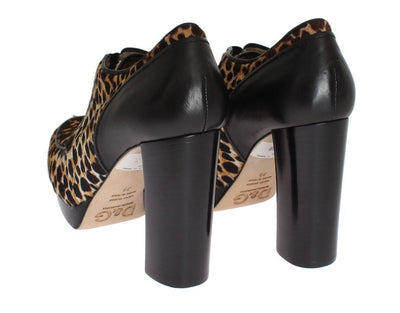 Black Leather Pony Hair Booties
