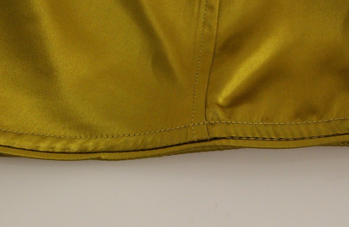 Gold Silk High Waist Stretch Shorts