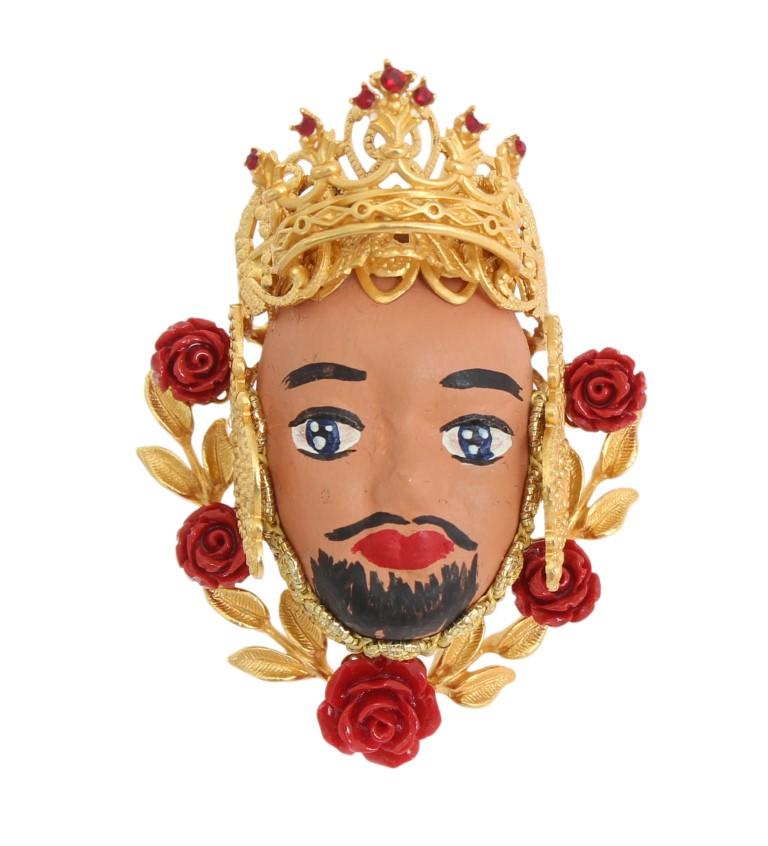 Gold PUPI Resin Roses Crystal Ring