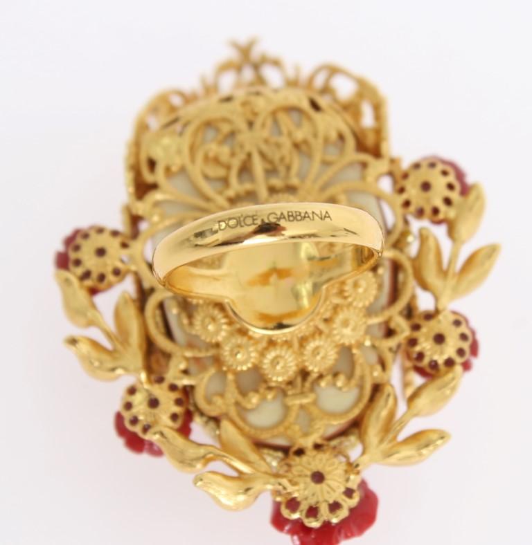 Gold PUPI Resin Roses Crystal Ring