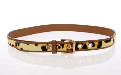 Yellow Leopard Leather Logo Belt