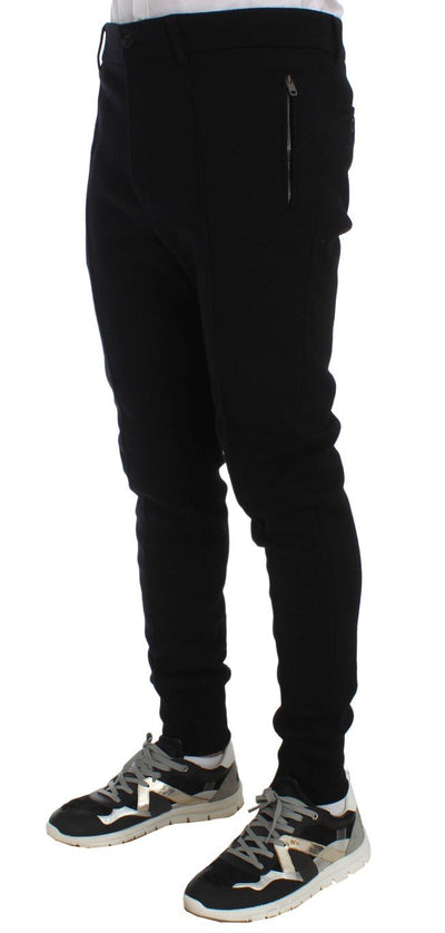 Black Wool Slim Fit Casual Pants
