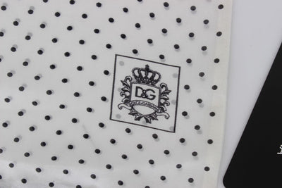 White Black Polka Dot Silk Scarf