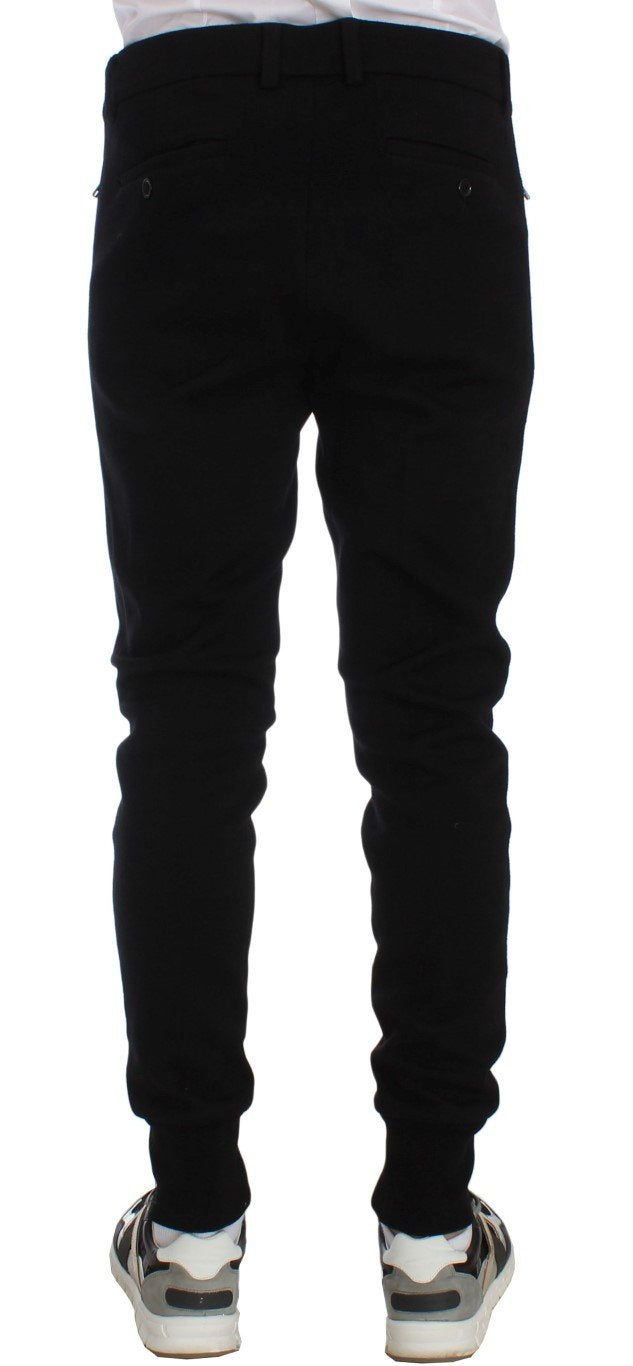 Black Wool Slim Fit Casual Pants
