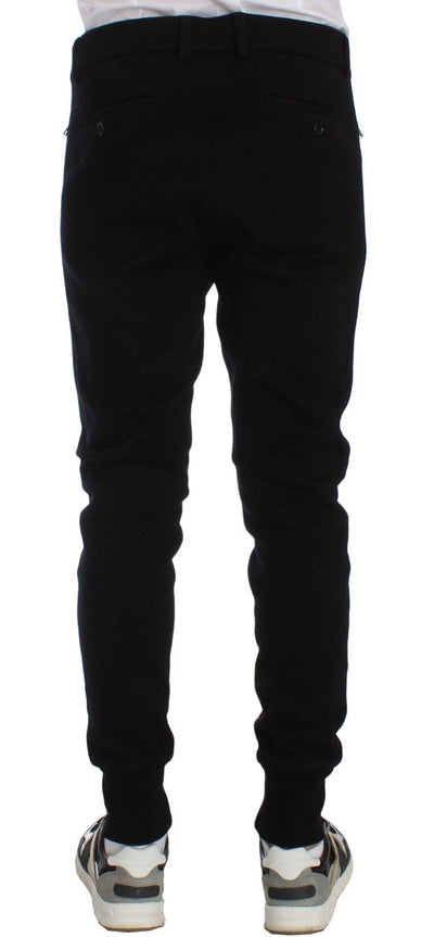 Black Wool Slim Fit Casual Pants