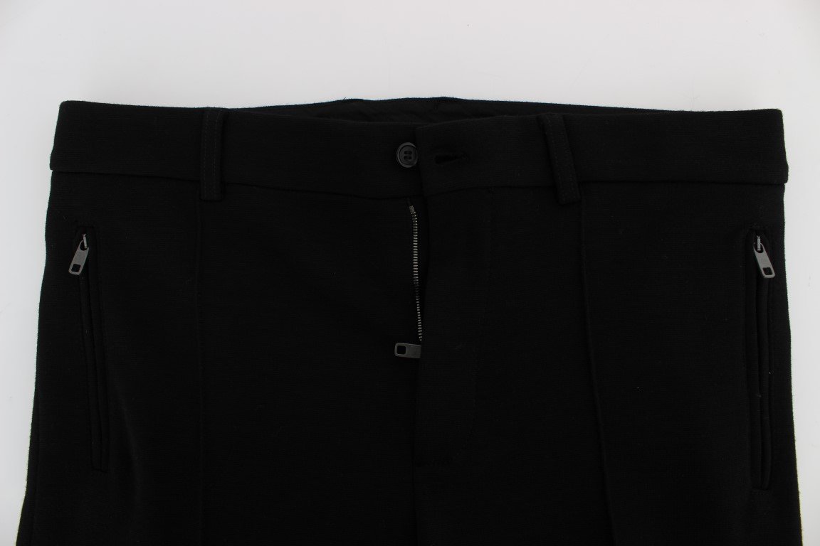 Black Wool Slim Fit Casual Pants