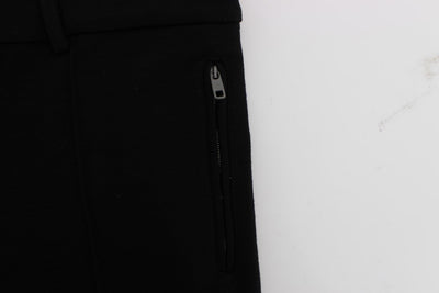 Black Wool Slim Fit Casual Pants