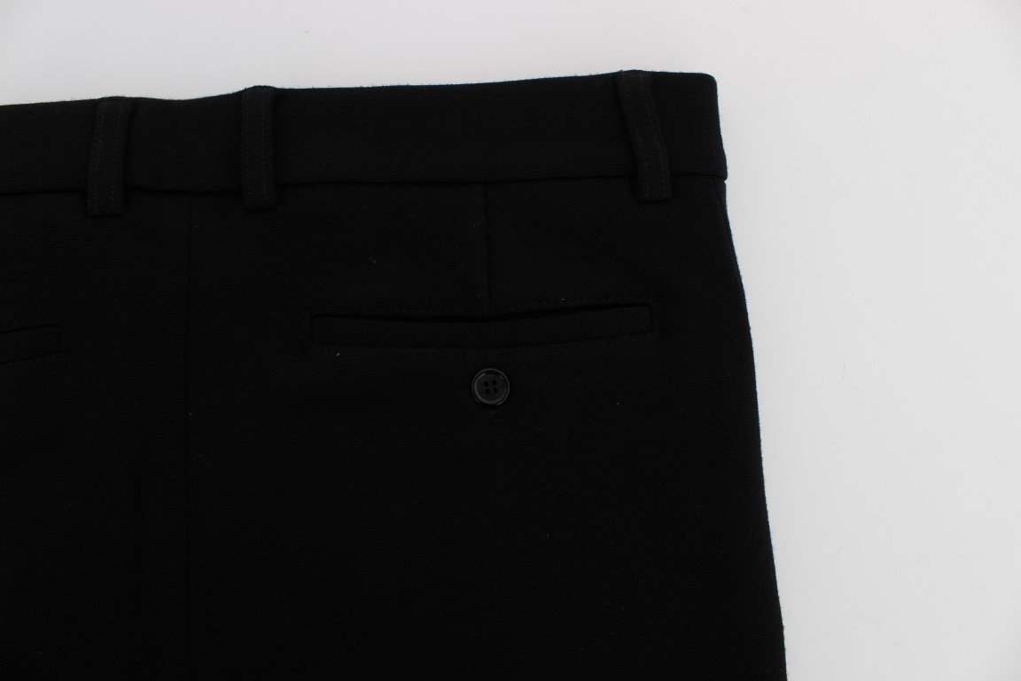 Black Wool Slim Fit Casual Pants