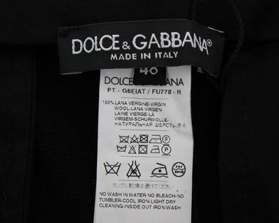 Black Wool Slim Fit Casual Pants