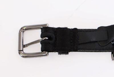 Black Silk Sequined Logo Belt