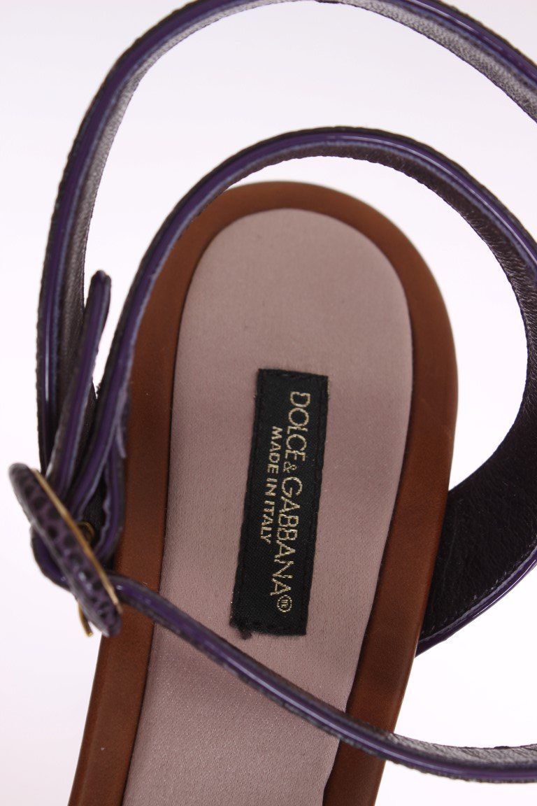 Purple Floral Crystal Leather Sandals