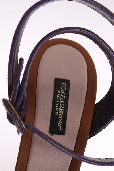 Purple Floral Crystal Leather Sandals