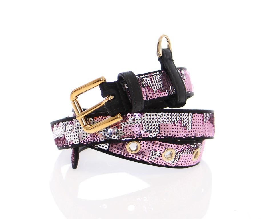 Purple Silk Sequined Logo Belt