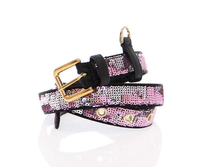 Purple Silk Sequined Logo Belt
