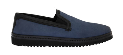 Blue Black Leather Loafers