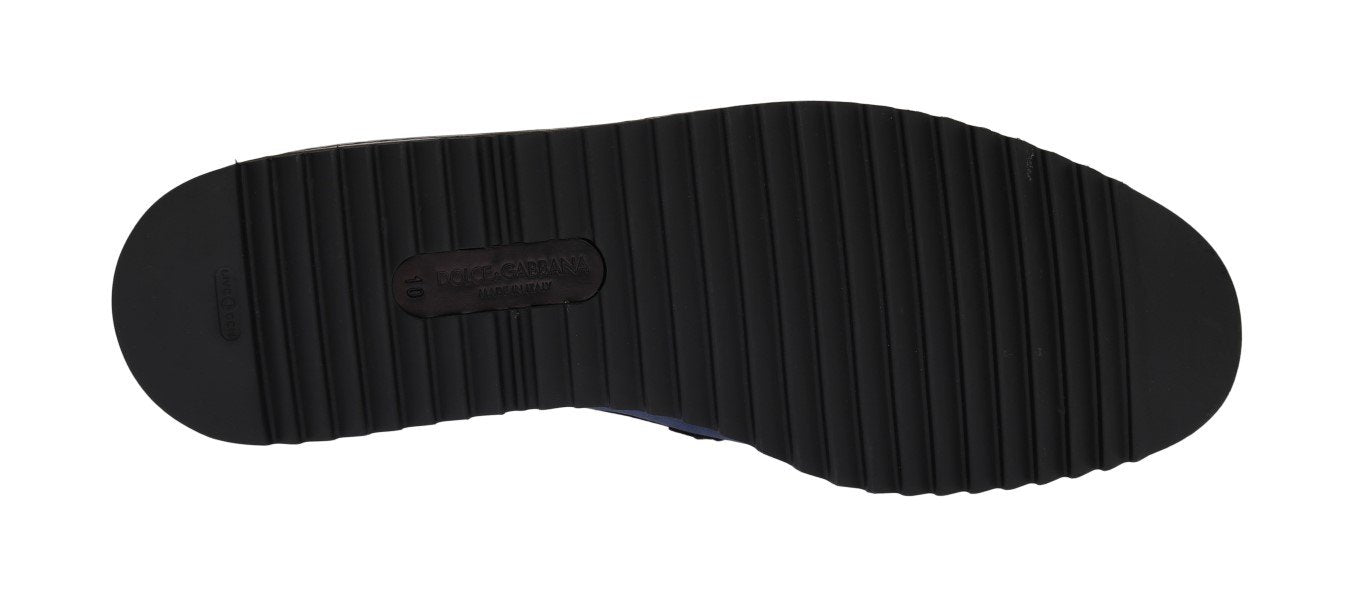 Blue Black Leather Loafers