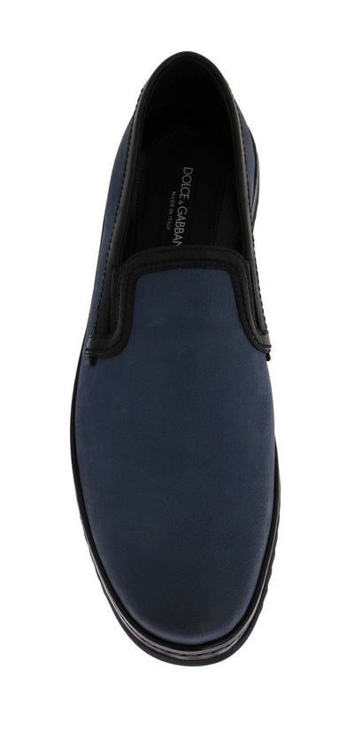 Blue Black Leather Loafers