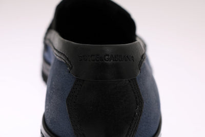 Blue Black Leather Loafers