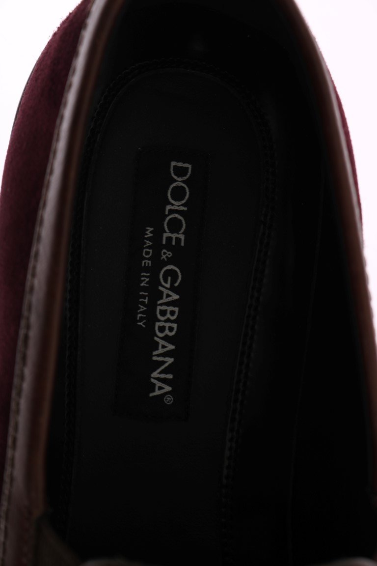 Bordeaux Suede Embroidered Loafers