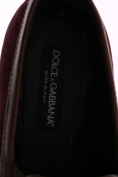 Bordeaux Suede Embroidered Loafers