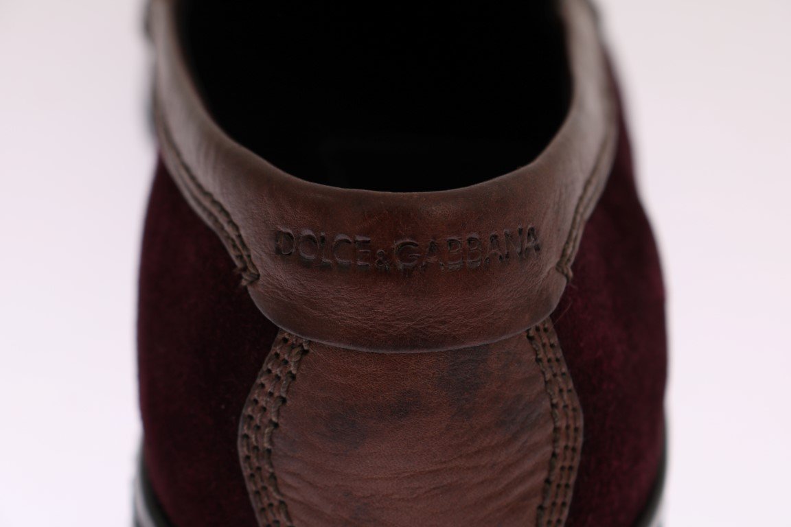 Bordeaux Suede Embroidered Loafers