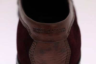 Bordeaux Suede Embroidered Loafers