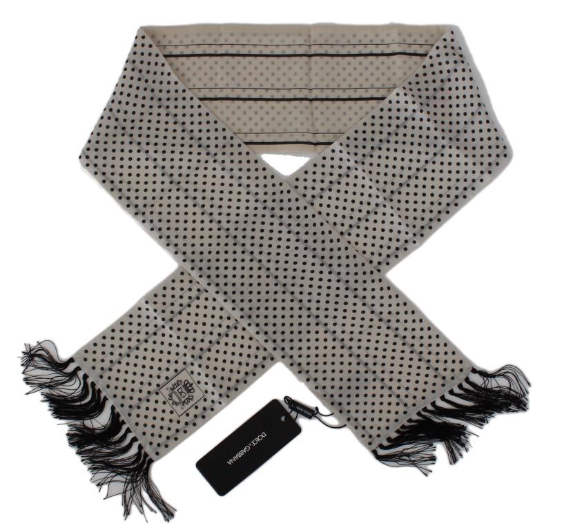 Beige Polka Dotted Silk Scarf