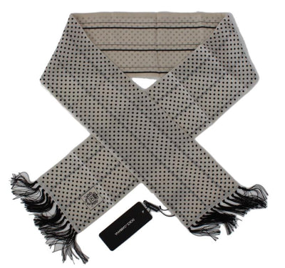 Beige Polka Dotted Silk Scarf