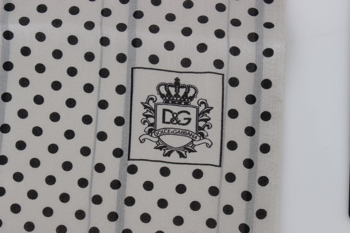 Beige Polka Dotted Silk Scarf