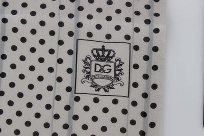 Beige Polka Dotted Silk Scarf