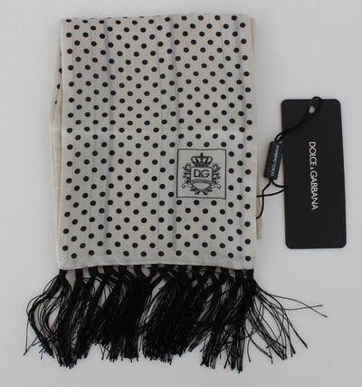 Beige Polka Dotted Silk Scarf
