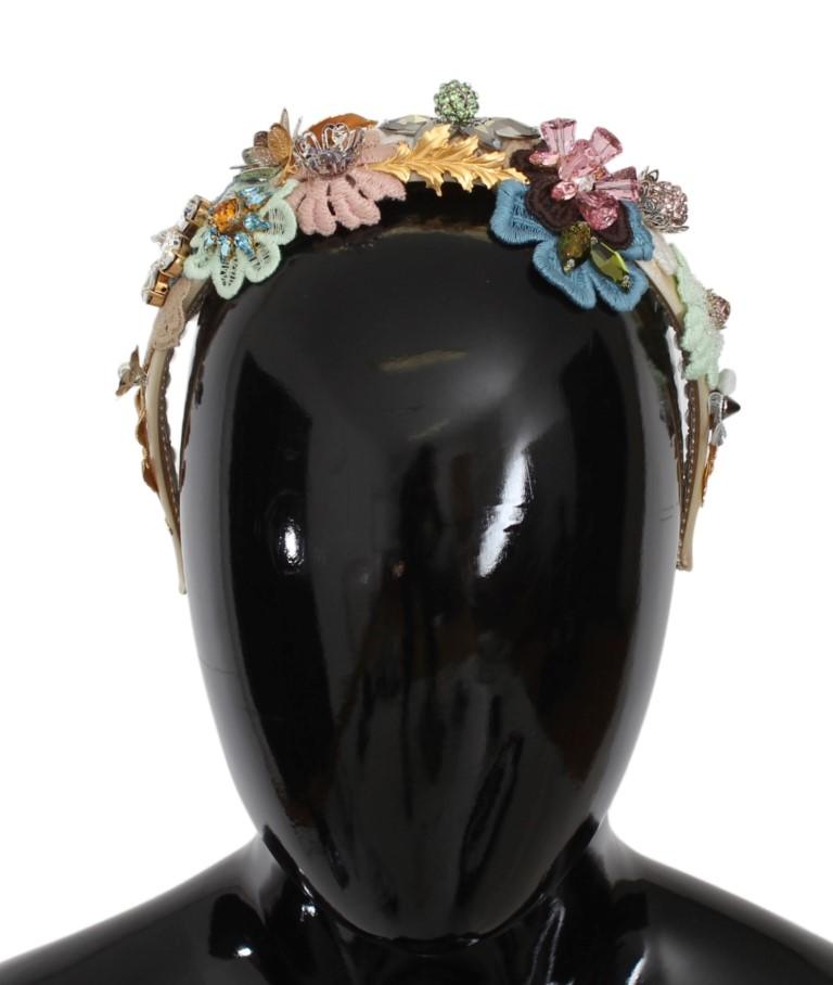 Multicolor Floral Crystal Gold Headband