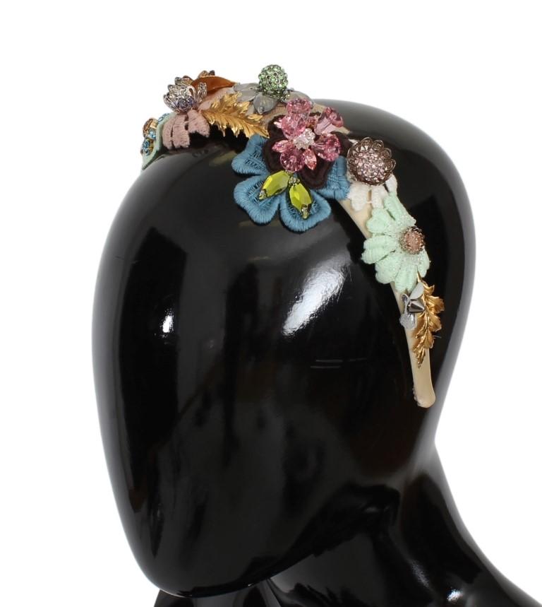 Multicolor Floral Crystal Gold Headband